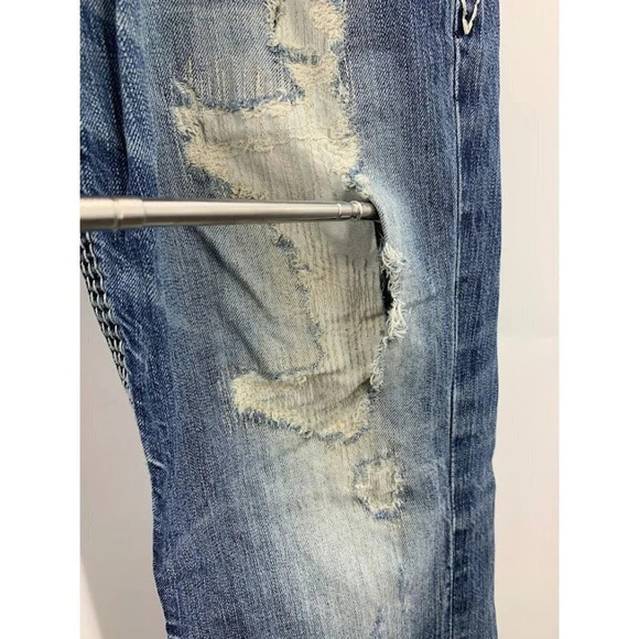 Rock Revival Men's Ethan Destroyed Distressed Slim Straight Leg Jeans Size 32x29 - Picture 10 of 16